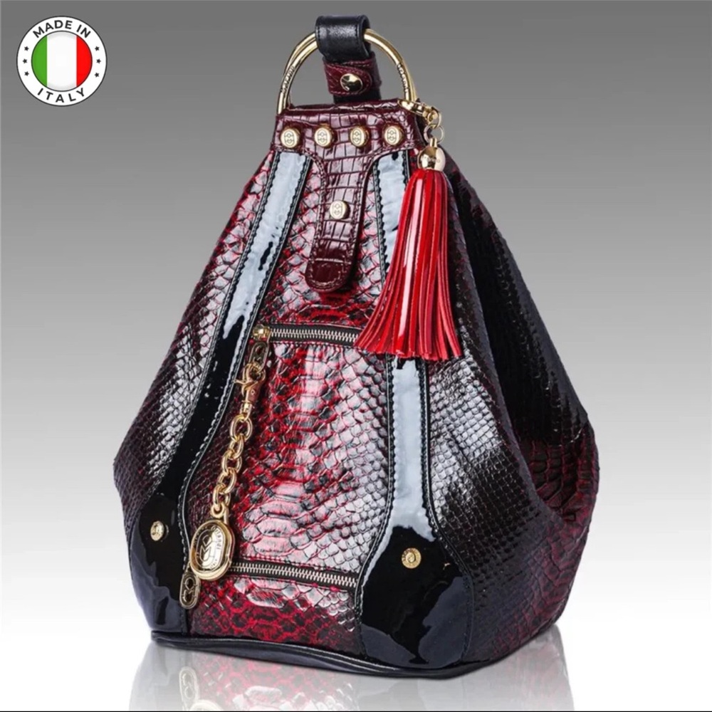Convertible Marino Orlandi Designer Ruby Res
Python Embossed Backpack Bag Purse